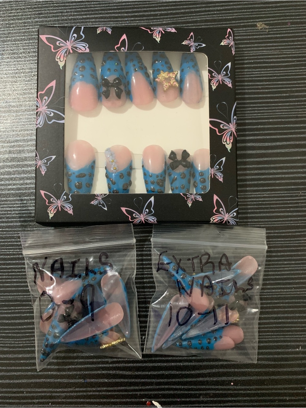 Blue & Pink  Rhinestone Press-On Nails - Picture 11 of 16